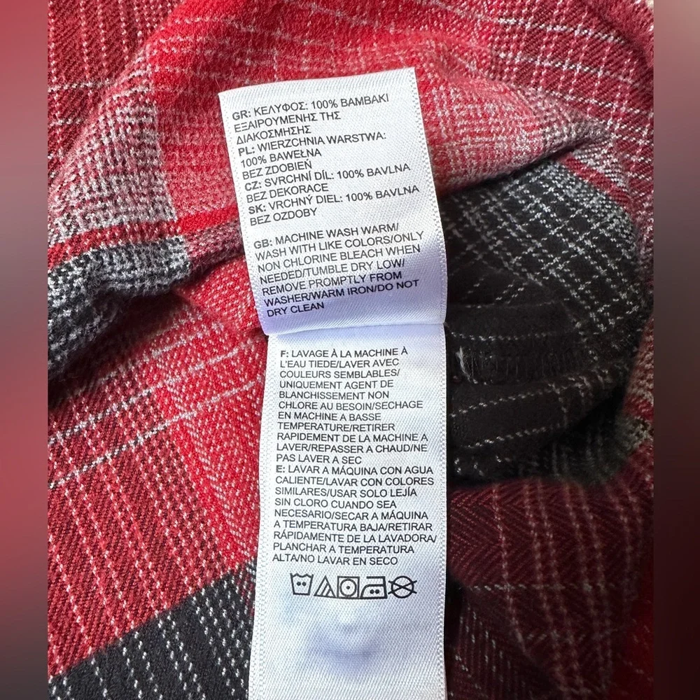 The North Face Men’s Red Flannel Shirt Sz Black &‎ Red Large Long Sleeve